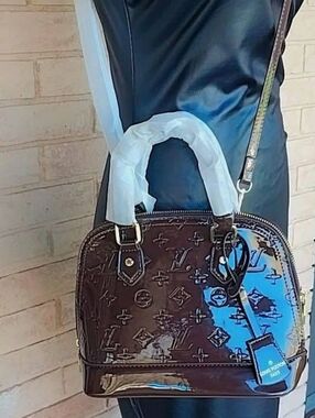 Louis Vuitton Brown Patent Monogram Alma Satchel